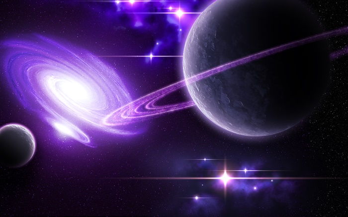 Planet, rings, nebula Wallpapers Pictures Photos Images