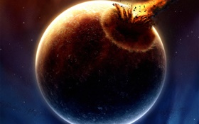 Planetary collision, disaster HD wallpaper