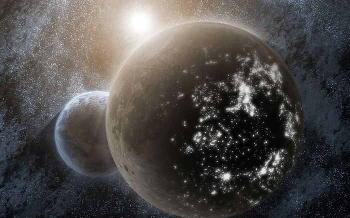 Planets, stars, white light point Wallpapers Pictures Photos Images