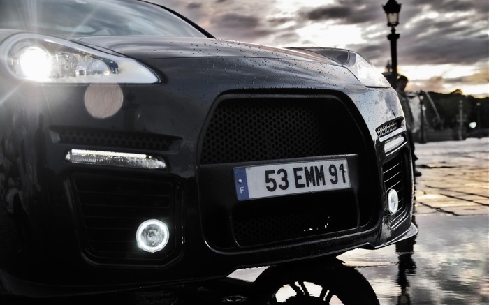 Porsche Cayenne black car front close-up Wallpapers Pictures Photos Images
