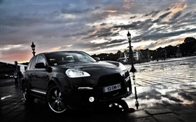 Porsche Cayenne black car front side view HD wallpaper