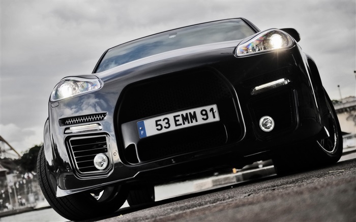 Porsche Cayenne black car front view Wallpapers Pictures Photos Images
