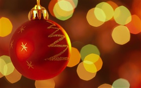 Red Christmas ball, light, blurry HD wallpaper