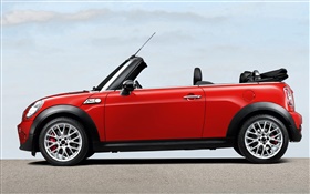 Red MINI car side view HD wallpaper