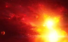 Red light in space, supernova HD wallpaper