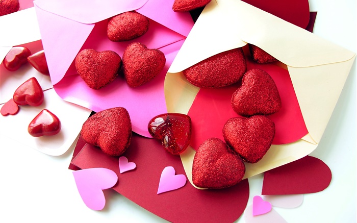 Red love hearts, letter, romantic Wallpapers Pictures Photos Images