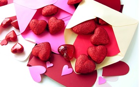 Red love hearts, letter, romantic HD wallpaper