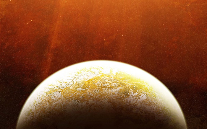 Red space, stars, yellow planet Wallpapers Pictures Photos Images