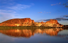 Rock mountains, lake, water reflection, Australia HD wallpaper