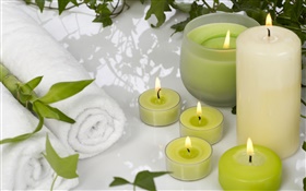 SPA, candles, towel HD wallpaper