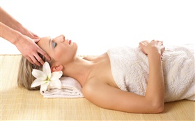 SPA, girl, massage, flower, towels HD wallpaper