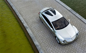 Silver Mercedes-Benz car top view