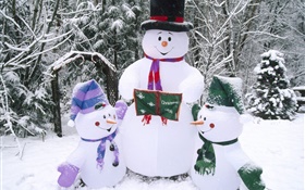 Snowman, snow, winter, Christmas HD wallpaper