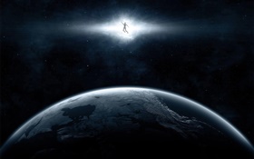 Space, planet, light, superman