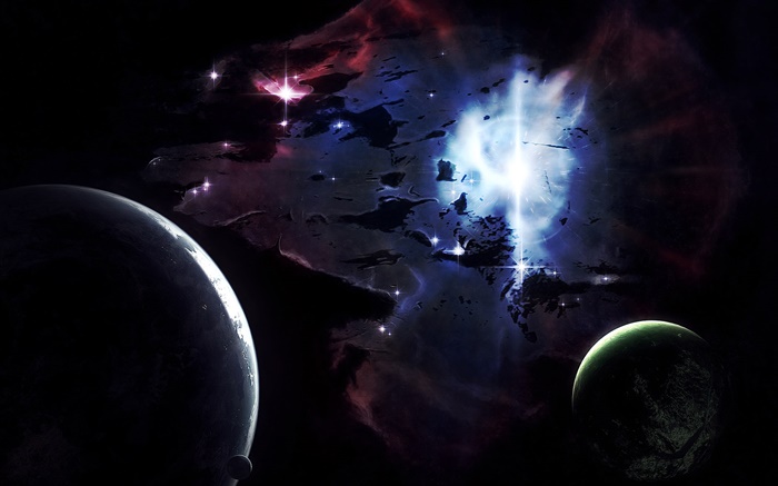 Space, planets, light, black Wallpapers Pictures Photos Images