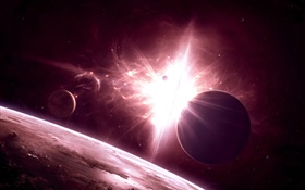 Space, universe, planets, bright light HD wallpaper