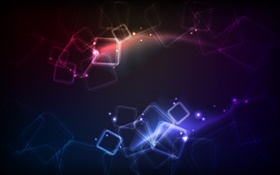 Square block, blue and red, abstract design HD wallpaper
