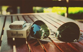 Still life, lighter, cigarette, sunglasses HD wallpaper