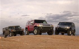 Three Hummer cars HD wallpaper