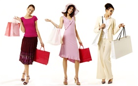 Three shopping girls HD wallpaper