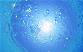 Underwater, blue sea, water bubble, sun, Maldives