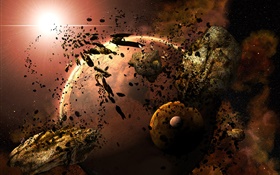 Universe, planet, gravel, small comet HD wallpaper