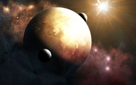 Universe, planets, light, sun