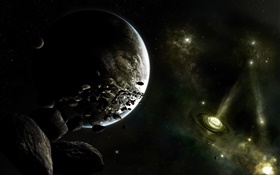Universe, planets, stars, space rocks, nebula HD wallpaper