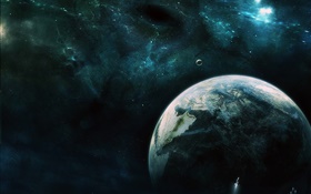 Universe, space, earth, moon, spaceship