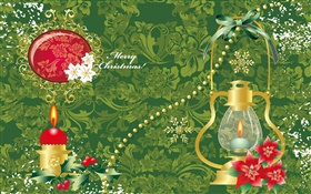 Vector design, Merry Christmas, light, candle, leaves HD wallpaper