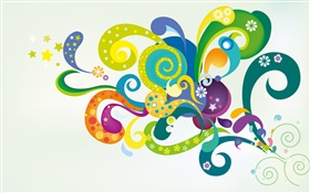 Vector design, colorful flowers, shapes HD wallpaper