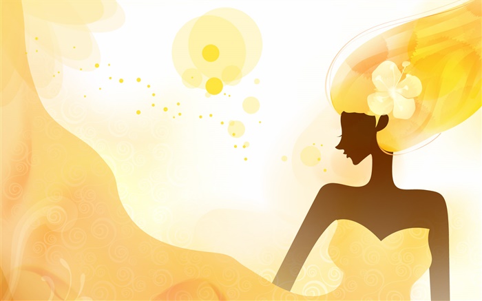 Vector fashion girl, orange hair, flower Wallpapers Pictures Photos Images