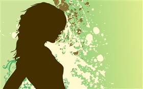 Vector girl, green background HD wallpaper