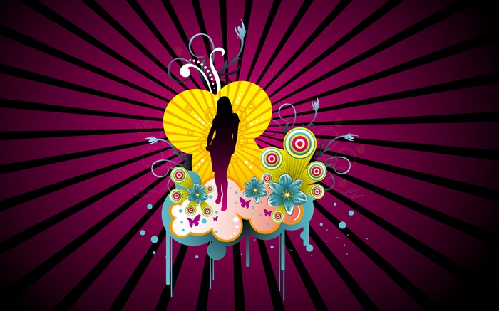 Vector girl, stage, flowers, creative design Wallpapers Pictures Photos Images