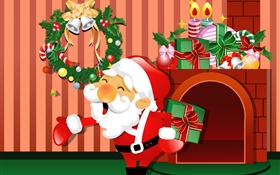 Vector pictures, Christmas, Santa, gifts, candles HD wallpaper