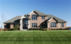 Villa, lawn HD wallpaper