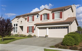 Villa with garage HD wallpaper