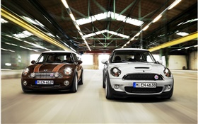 White and brown MINI cars HD wallpaper