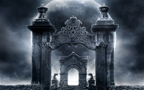 Witches castle gate, moon, creative design