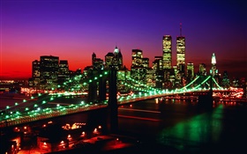 World trade center, Twin Towers, USA, bridge, nights, lights