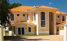 Yellow color style villa HD wallpaper