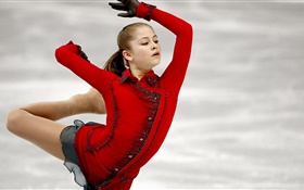 Yulia Lipnitskaya, figure skating, red dress HD wallpaper