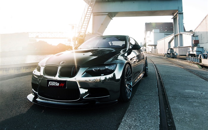 BMW M3 E92 black car front view Wallpapers Pictures Photos Images