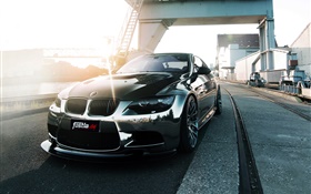 BMW M3 E92 black car front view HD wallpaper