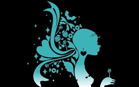 Blue style, vector girl, young, candy, strawberry HD wallpaper