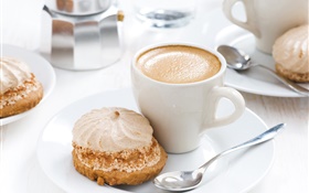 Cappuccino coffee, cup, beverage, cake HD wallpaper