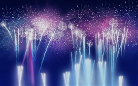 Colorful fireworks, flash, night HD wallpaper
