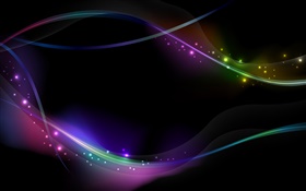 Colorful light lines, black background, abstract HD wallpaper