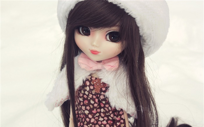Cute doll girl, toy, brunette, cap Wallpapers Pictures Photos Images