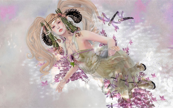Fantasy girl, pose, blonde hair, art drawing Wallpapers Pictures Photos Images